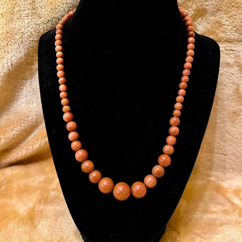 Real sunstone bead necklace